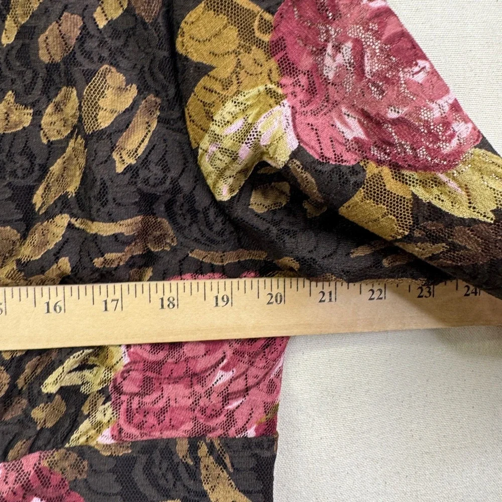 B.I.Y.A.Y.C.D.A Y2K Boho Floral Lace V-Neck Top Womens Size XL Brown Pink Blouse - Picture 6 of 9